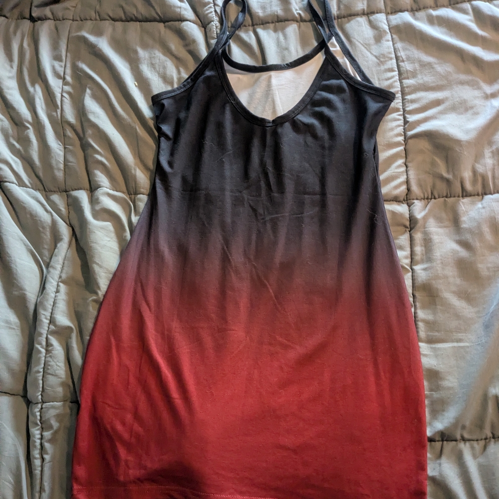 Red and Black Ombre Tank Dress